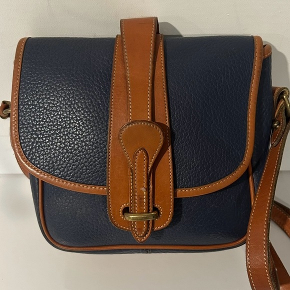 Dooney & Bourke Leather Crossbody Bag Navy Brown Vintage Style Designer Handbag - Picture 5 of 15